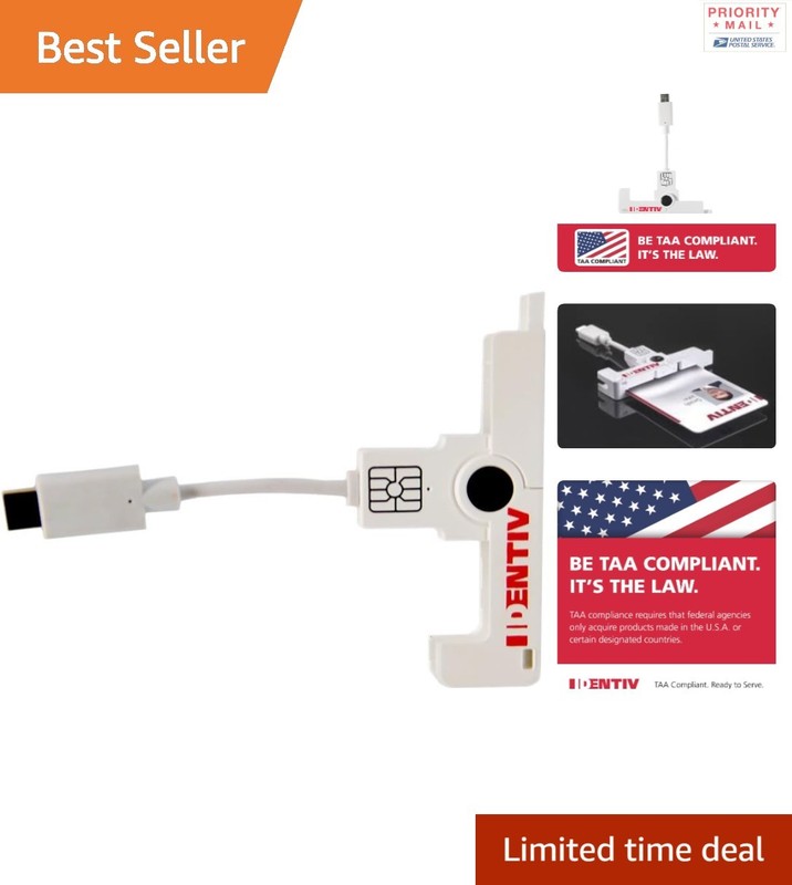 USB Smart Card Reader Type C Compatible with MacBook Clear Ultra Compact Design