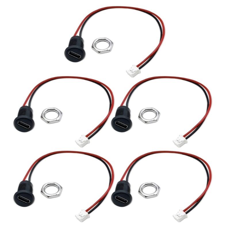 5Pcs Type C Waterproof Female Connector Socket Charging Interface With Wire gallery
