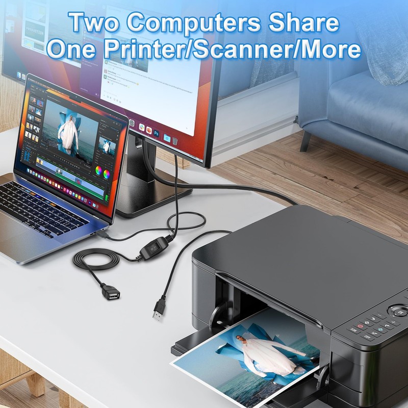 USB Splitter 1 in 2 Out, Printer Cable Splitter for Computers, Dual USB to Fe... gallery