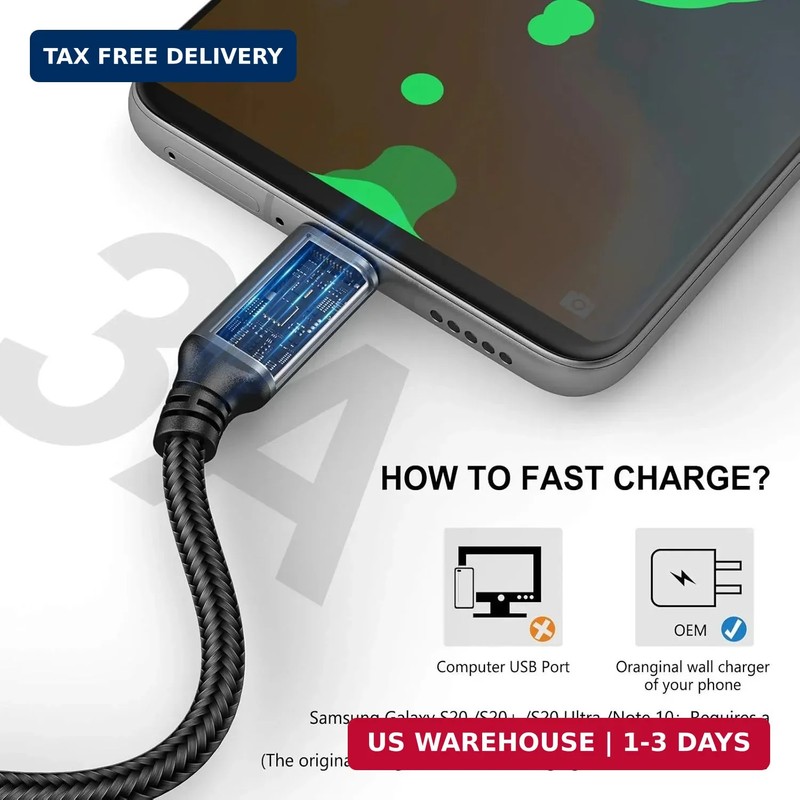 USB C Cable 5 Pack 6FT, USB A to Type C Fast Charger Cord | 3A braided USB A to gallery