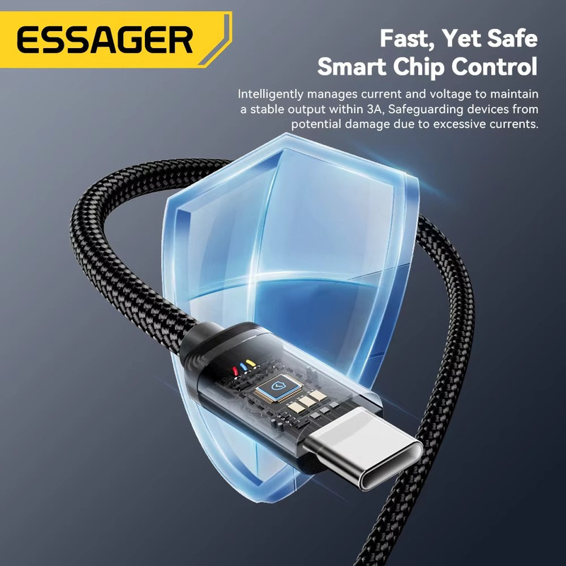 USB-A To USB-C Cable 3A Fast Charging Braided Lead For Xiaomi Samsung iPhone 1M gallery