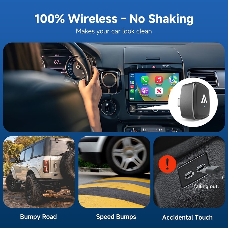 D7 USB Wireless CarPlay Android Auto Mini Adapter 2-in-1, Alloy Shell, with 2... gallery