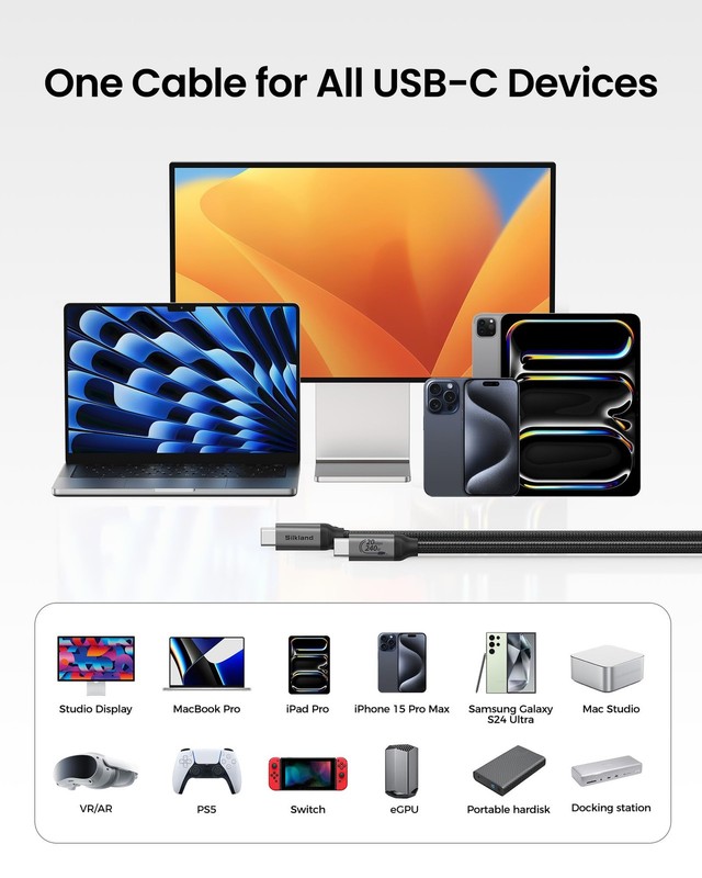 USB C Monitor Display Cable 3.3FT 4K@144Hz/60Hz, 8K USB C 3.2 Gen 2x2 Video C... gallery