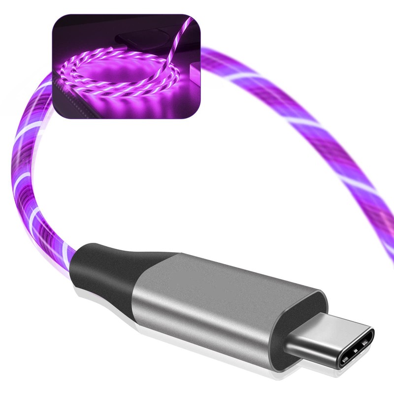 USB C Cable, 3A LED Light Up Fast Charger Charging Cords Type C Cable Compati…