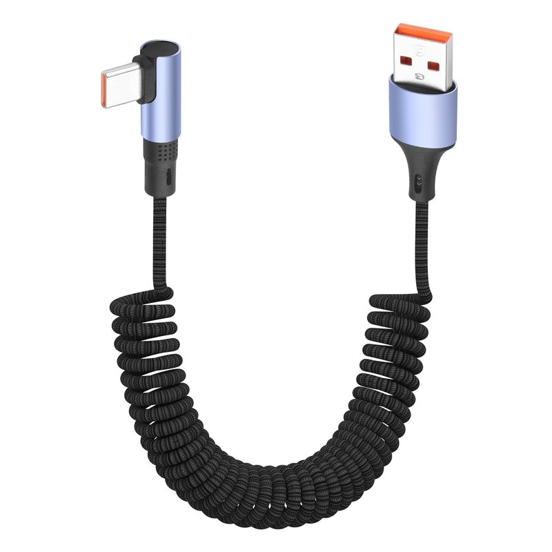 YACSEJAO 100W Coiled USB A to C Cable Right Angle,4.9FT Retractable 90…