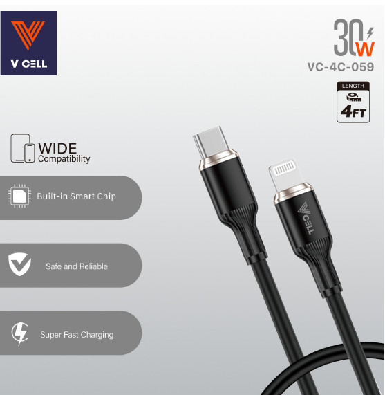 Vcell (Pack of 2 ) 30watt Type USB-C to 8pin Cables (4ft) Fast Charger gallery