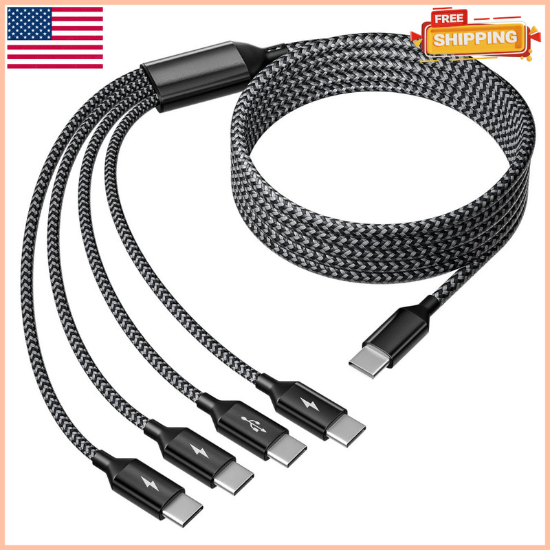 4 in 1 USB C Charging Cable 5FT Splitter Multi Charger Cord Fast Charge Multiple