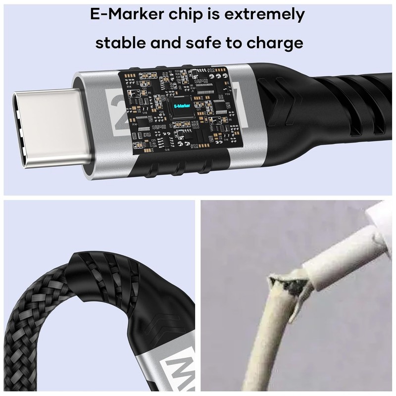 High-Speed 1.64FT USB C to C Cable, 240W PD 3.1, Right Angle Braided Design gallery