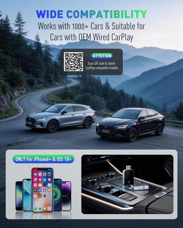 Wireless CarPlay & Android Auto Adapter, 2026 Upgrade, Fast Plug & Play, Convert gallery