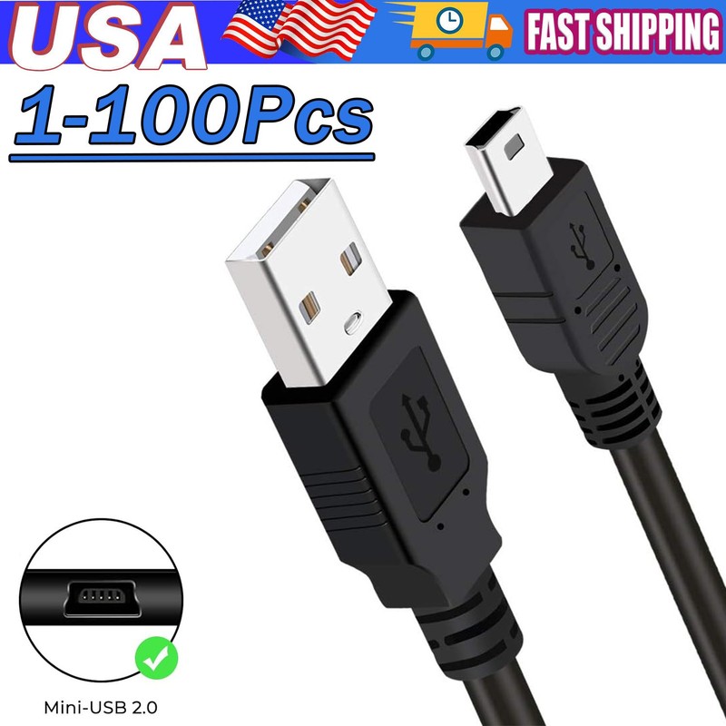3FT Mini USB Data Sync Charger Charging Cable Cord SatNavs, Dash Cam Lot