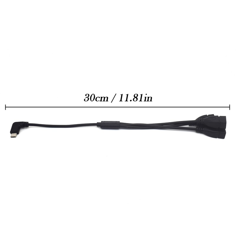 2pcs Right Angle USB-C Male to 3 USB-A Female OTG Splitter Data Charging Cable gallery