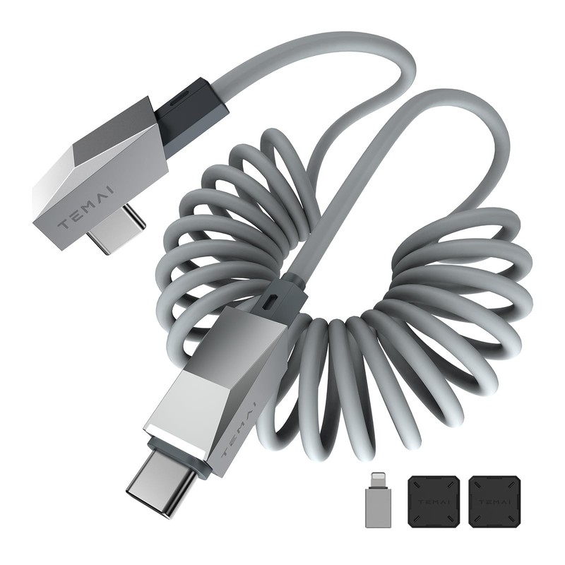Retractable Spring USB-Cable for Tesla Model Y/3/X/S, Cybertruck-Style , 100W…