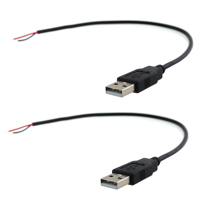 Short USB A Male 2pin Bare Cable 30cm/11.8in USB A 12V/3A Pigtail Open Power …