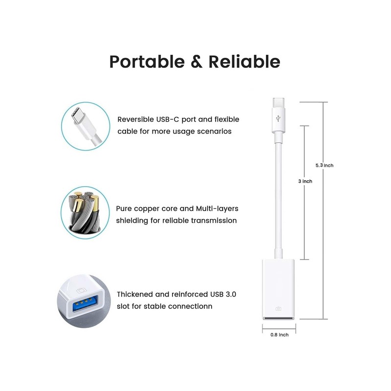 POHFP USB C to USB Adapter 3 Pack,TypeC OTG Cable, C Male to USB A Female Ada... gallery