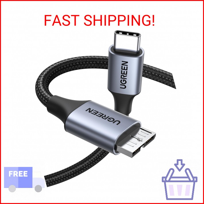 UGREEN 10 Gbps Micro B to USB C Hard Drive Cables, 1.5FT USB C to Micro B, Exter