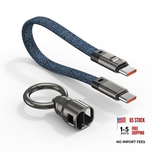 USB C Cable Keychain Charger Cable, Short 240W PD Fast Charging Cord, USB C 1