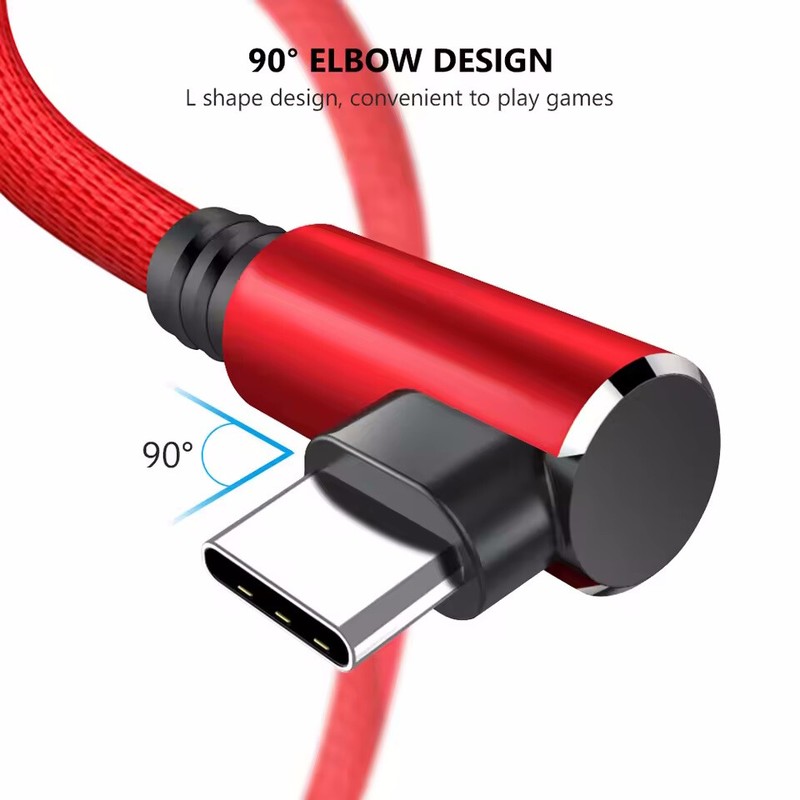 90 Degree Elbow USB A TO C Cable Charger Type C Cord For Samsung iPhone 15 16 17 gallery