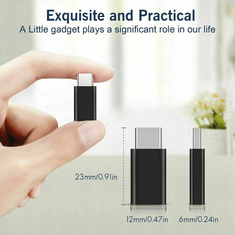 Micro USB Female To Type C Male Adapter Converter Connector (Black)