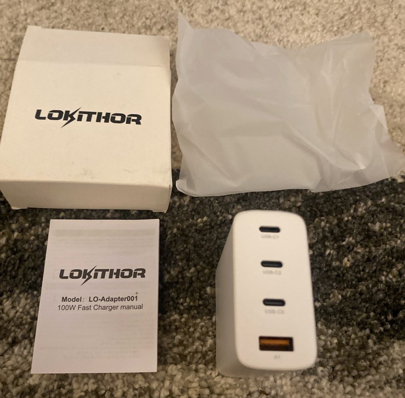 Lokithor : 100W USB-C Charger – Dual Port – Type C Power Adapter (Black)