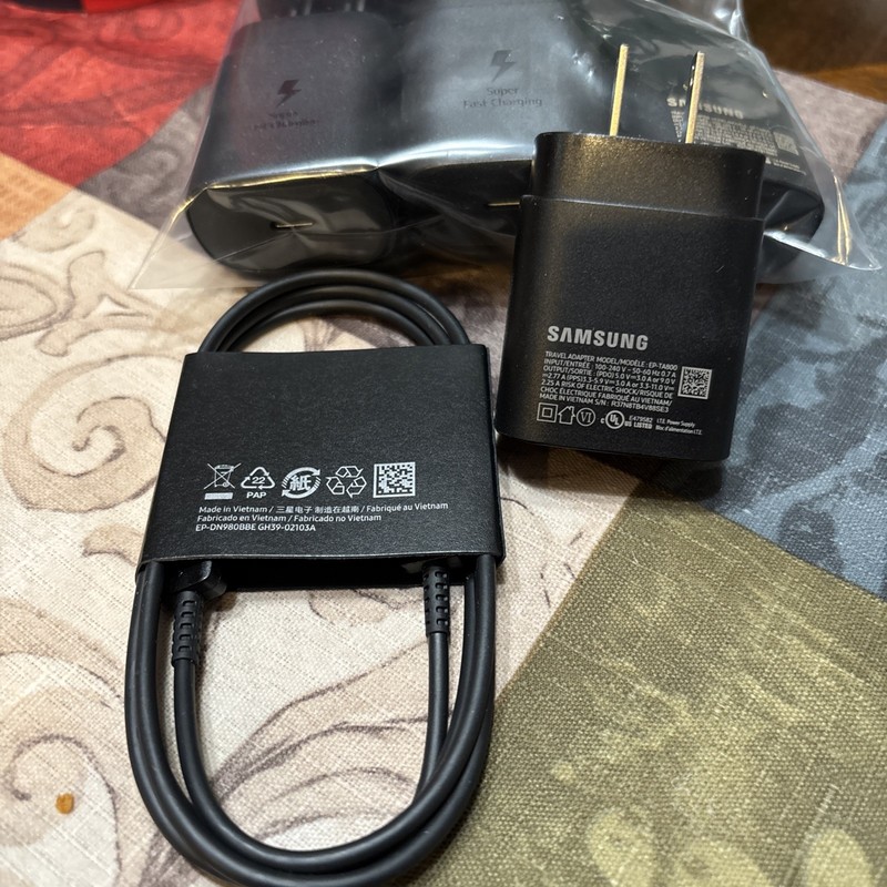 Genuine Samsung 45W Charger and 3ft USB-C Cable for Galaxy S22 S23+ S24 Ultra