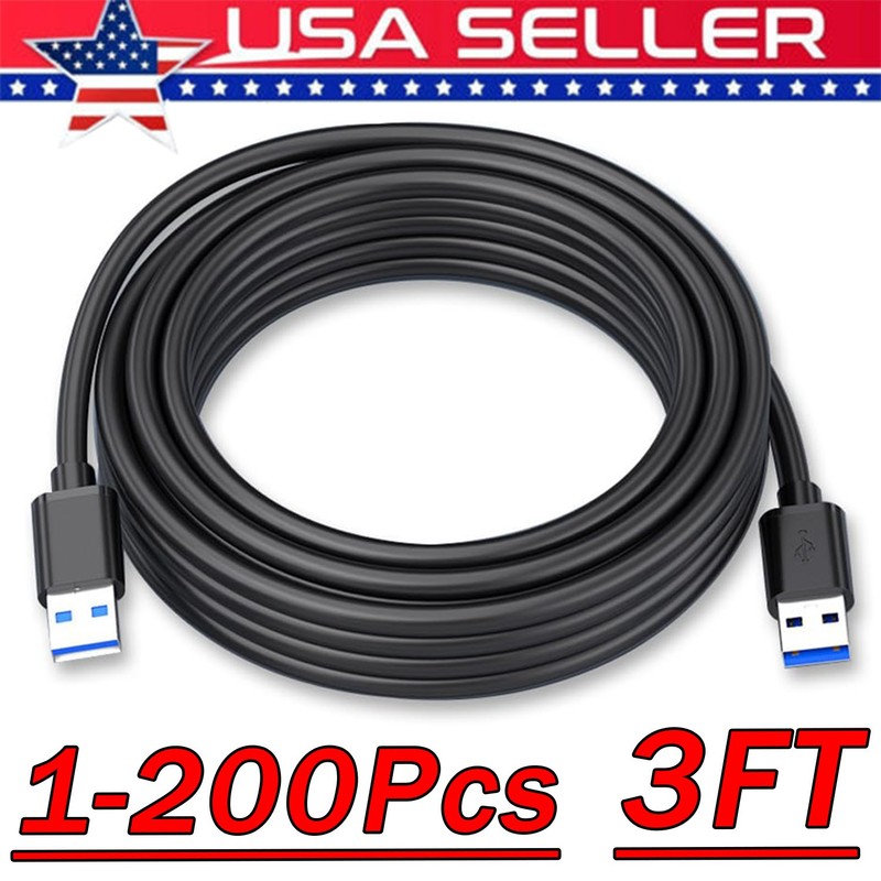 USB 3.0 A Male to A Male Cable Data Transfer Super Speed Power Charger Metal Lot