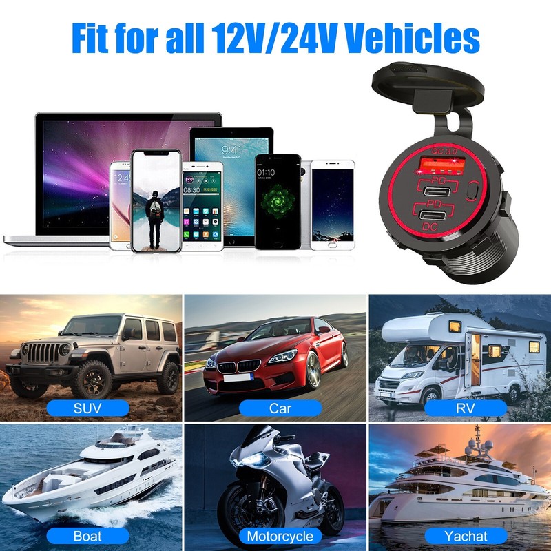 USB Outlet 12V Car Charger Port Cigarette Lighter Socket Charging Plug Adapter gallery