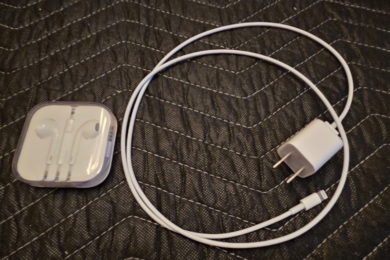 Apple iPhone Wall Charger, Cable, and Wired Ear Buds, Used, Very Good Condition