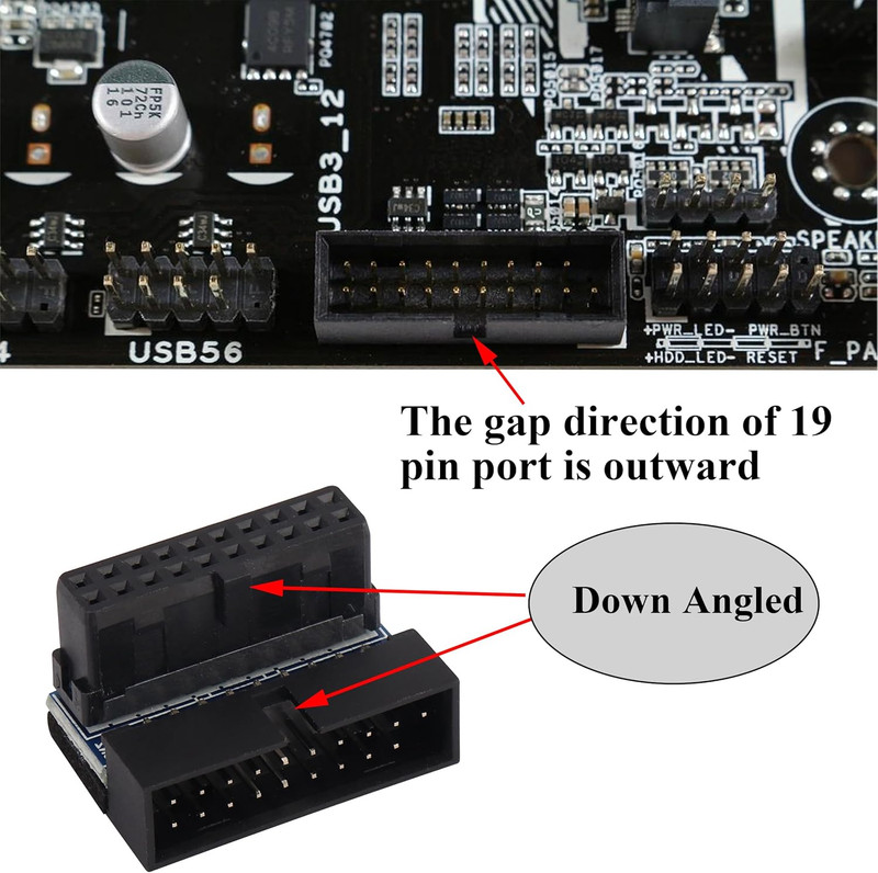 2 Pack down Right Angle USB 3.0 19-Pin Connector 90 Degree 19Pin/20Pin 3.0 USB F gallery