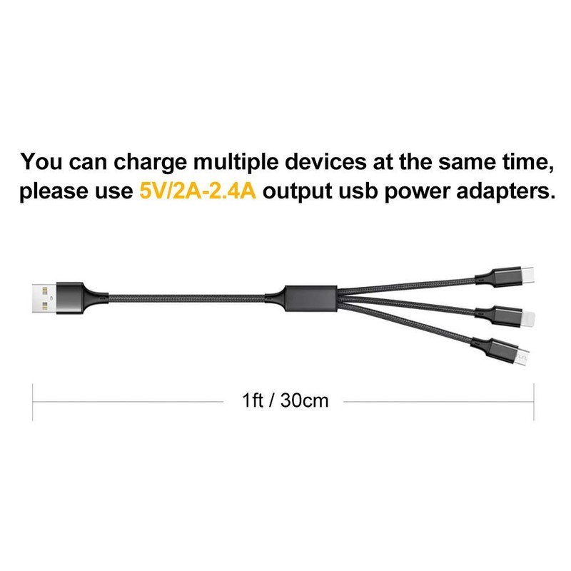 Multi Charging Cable, 2Pack Multi Charger Cable Short 1FT Braided Universal 3... gallery