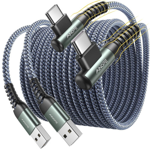 AINOPE 10 ft USB C Cable 2-Pack, 3.1A C Chargers Fast 10FT+10FT, Grey