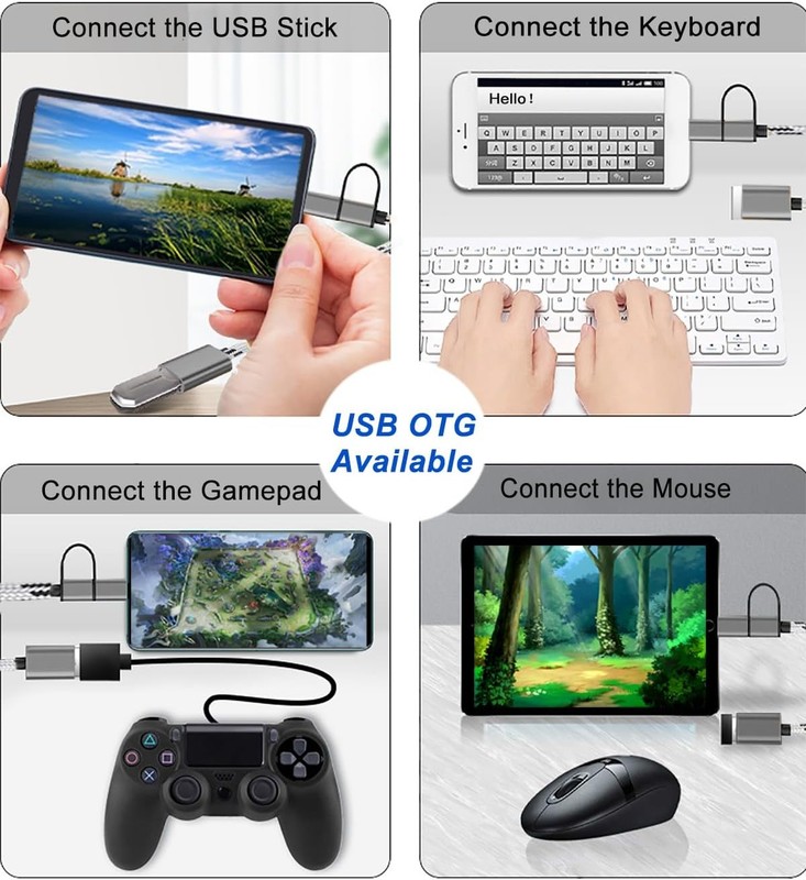 2-in-1 USB C/Micro USB to USB Adapter, USB to USB C OTG Adapter Cable Compatible gallery
