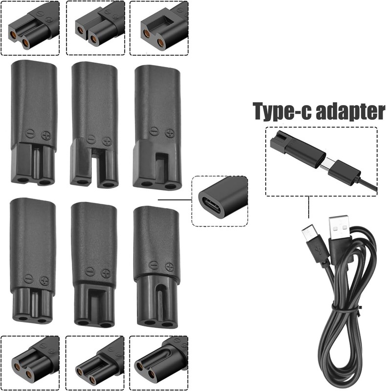 Compact 9PCS Type-C Power Charger Set for Clippers, Shavers & Beauty Devices gallery