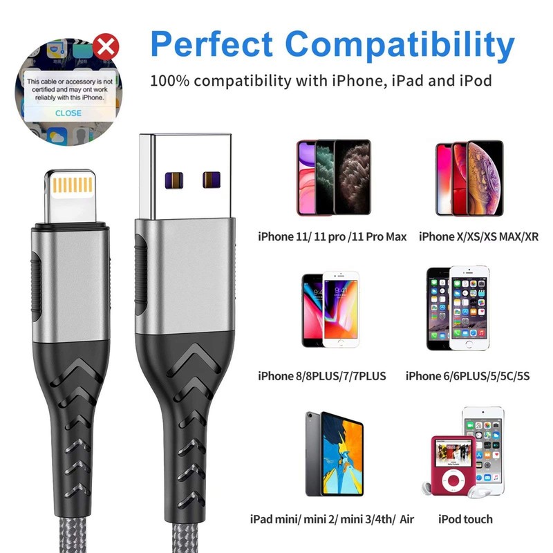 iPhone Charger, [MFi Certified] 3Pack 10FT USB A Cable for Long Lightning Cha... gallery