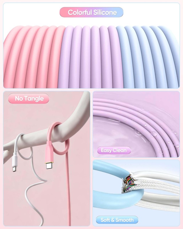 10FT USB to USB Cable 3-Pack, 10 FT USB Fast Charging Cable Long-Soft Silicon... gallery