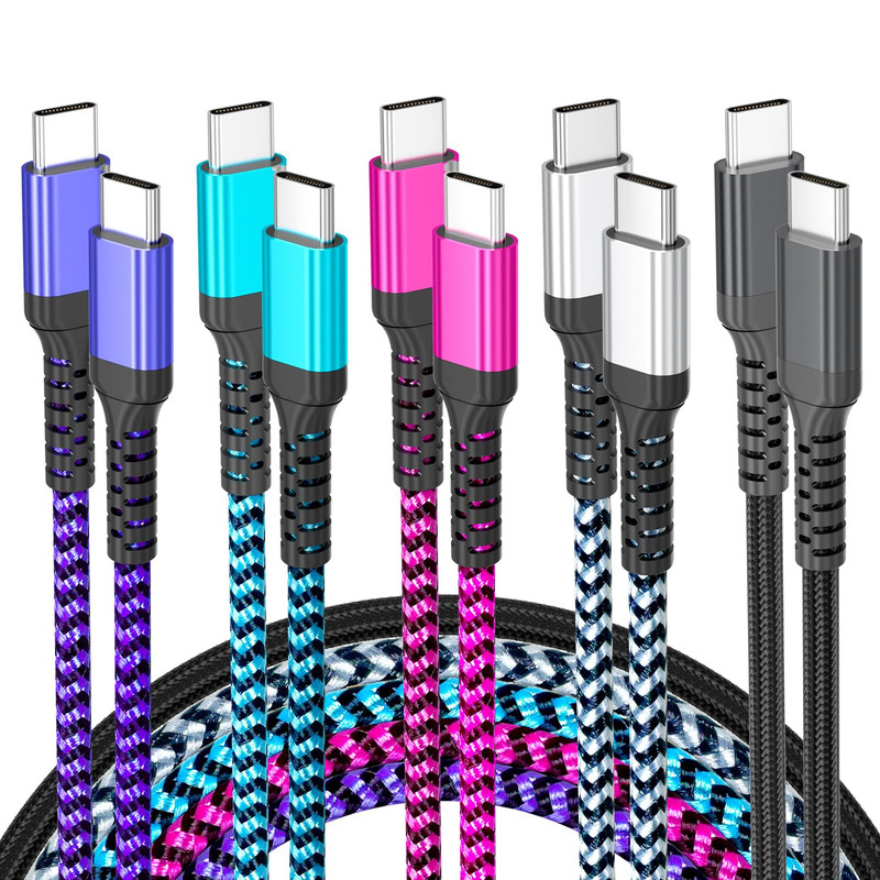 USB C Cable, 5-Pack [3/3/3/6/6FT] USBC to USBC Cables for Iphone 16 15 Pro Max F