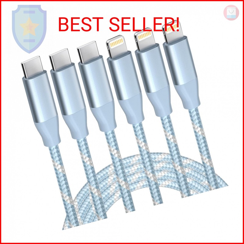 USB C to Lightning Cable 3 Pack 6FT Apple MFi Certified iPhone Fast Charger Fast