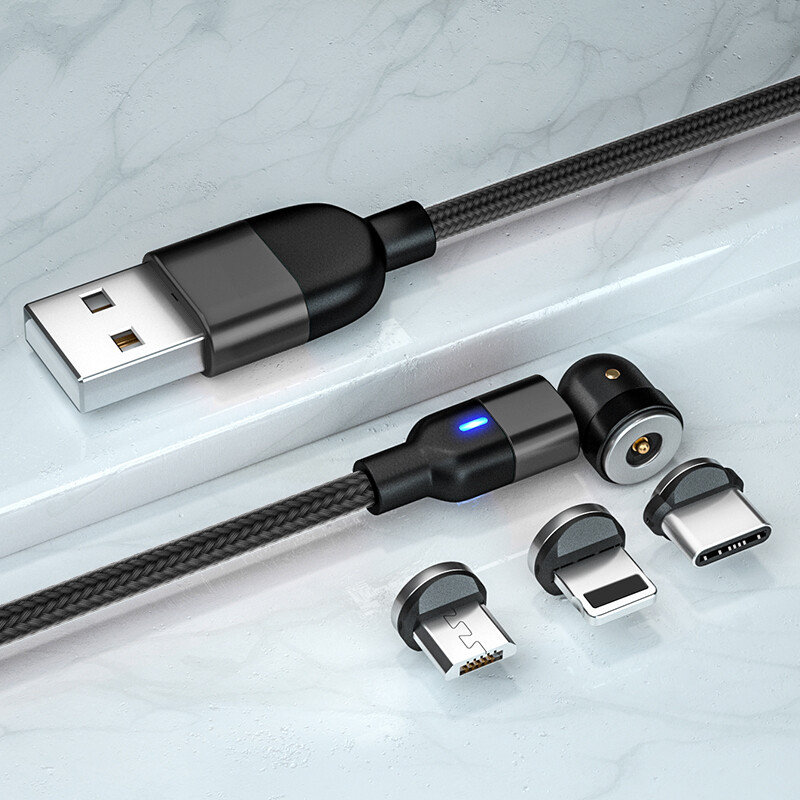 180°+360° Rotate Magnetic Charger Cable Phone Fast Charging Type C Micro USB Lot