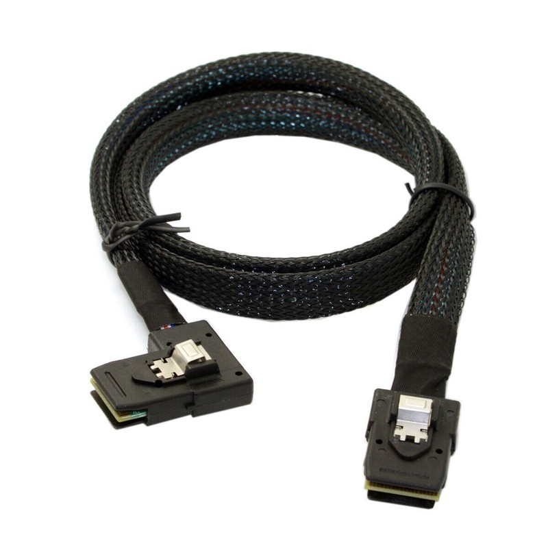 36pin Mini SAS SFF-8087 to 8087 Data Cable Ultra Slim Flat Left Angled 90 Degree