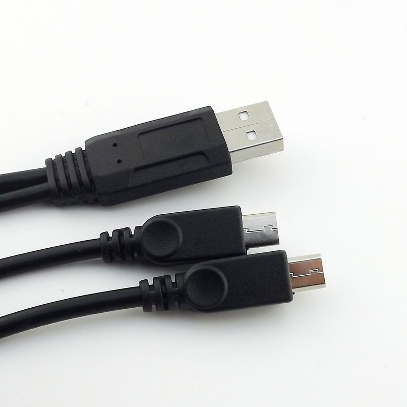 USB 2.0 A Male Plug to Dual Micro USB Male Y Splitter Data Charge Adapter Cable gallery