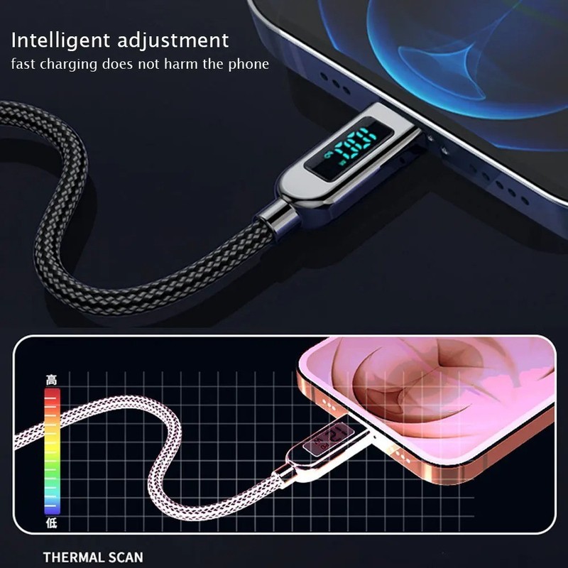 USB C to USB C Cable 100W PD Fast Charging Cord Type-C Charger with LED Display gallery