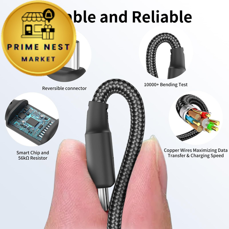 Cenepor Short USB C to C Cable 6 inch 3Pack, C 0.5FT, Black gallery