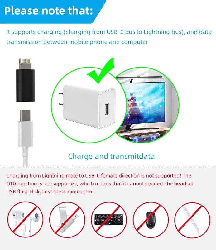USB C Female to Lightning Male Adapter 3 Pack, Apple MFi Certified, Compatibl... gallery