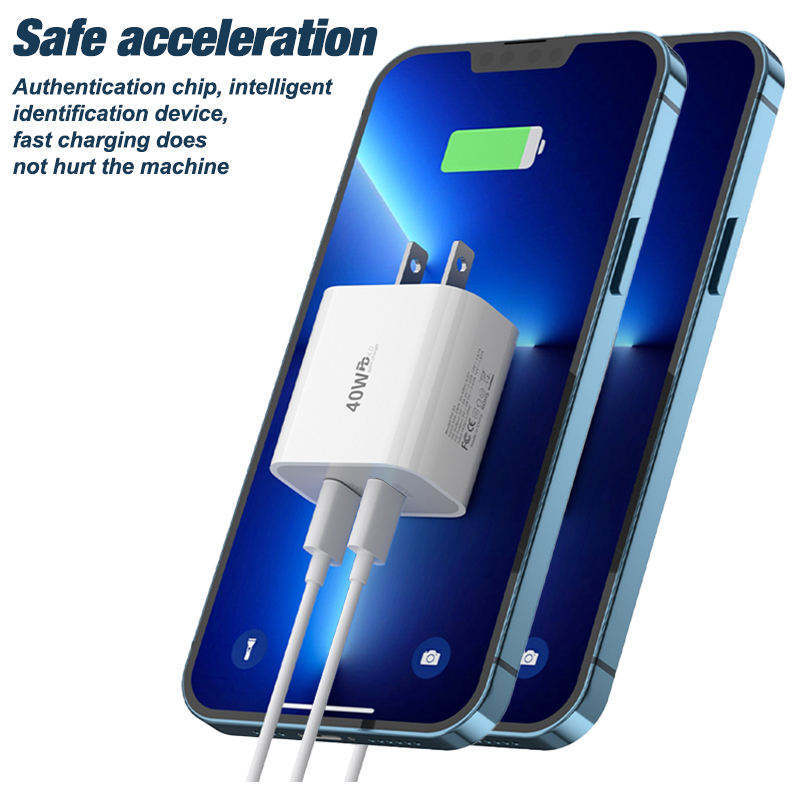 Fast Charger PD 40W Dual USB-C Adapter Type-C Cable For Samsung iPhone 15 16 17 gallery