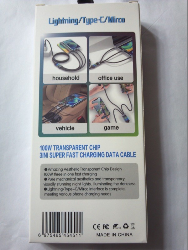 3 in 1 Super Fast USB Charging Cable 100W Universal Multi Function gallery