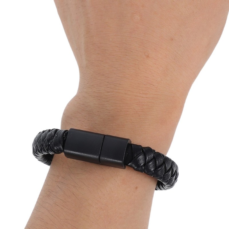 Durable 1 USB C Charging Cable Bracelet Type C Data Cord Black