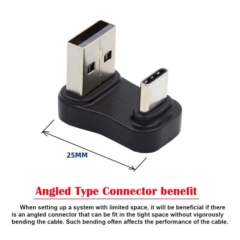 USB 3.1 Type C Male to USB 3.0 A Male 10Gbps Down Angled Charge Data Adapter gallery