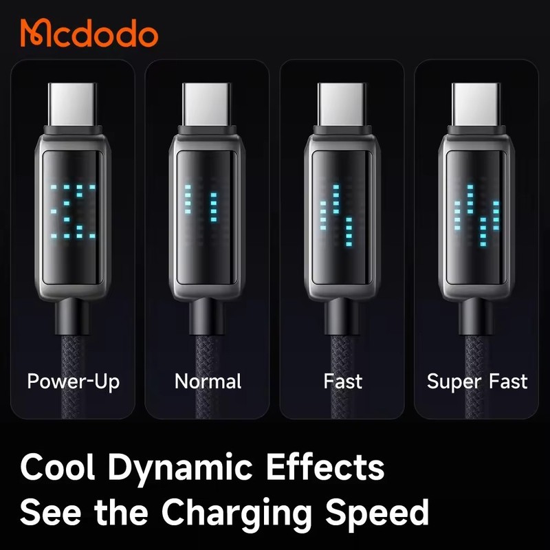 Mcdodo 100W Type C With LED Smart Display Charging Speed Braiding PD Data Cable gallery