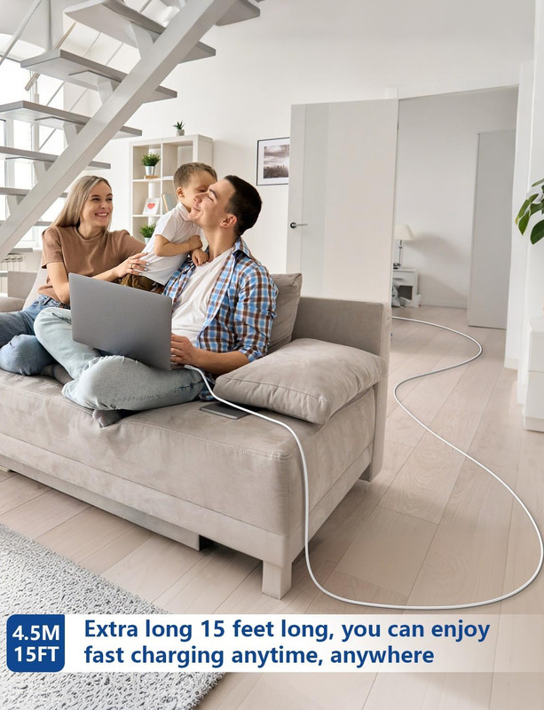 15FT USB C to USB C Cable, Long 60W USBC to USBC Cord Fast Charging | Extra Long gallery