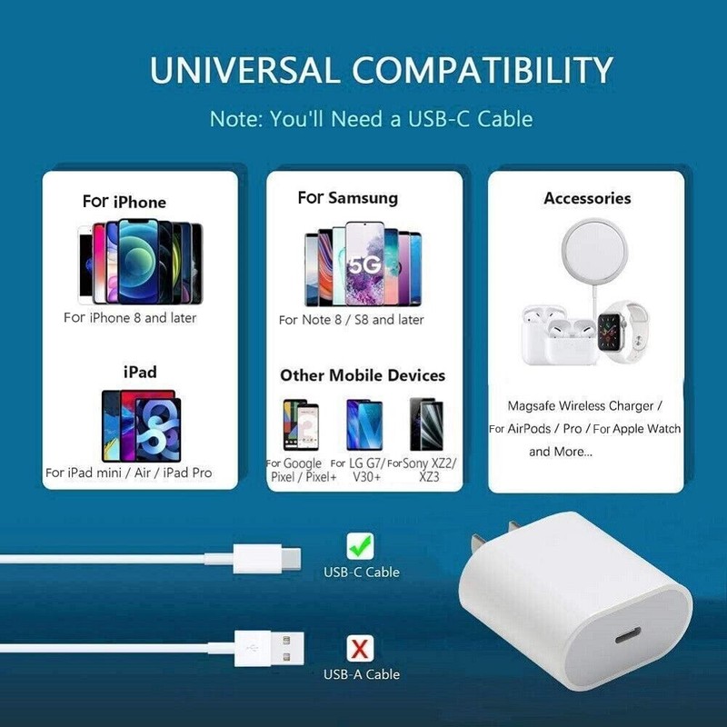 45w Type USB-C Super Fast Wall Charger +6FT Cable Fit Samsung Galaxy S23 S22 S21 gallery