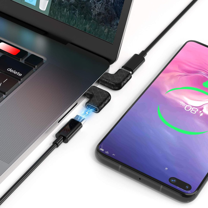 USB C Right Angle Adapter,90 Degree USB C to USB Type-C Male to Female Adapter ( gallery